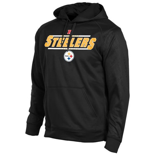 Pittsburgh Steelers Majestic Synthetic Hoodie Sweatshirt Black - Click Image to Close